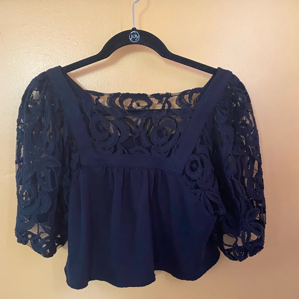 Free People Black Lace Crop Top